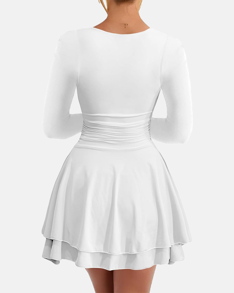 Square Neck Ruffle Hem Corset Party Mini Dress