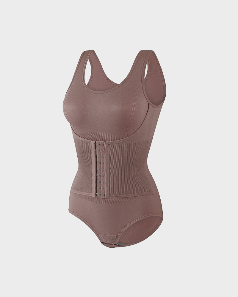 Zipper Bodysuit with Integrated Belt Tummy Control Shapewear for Daily & Posture