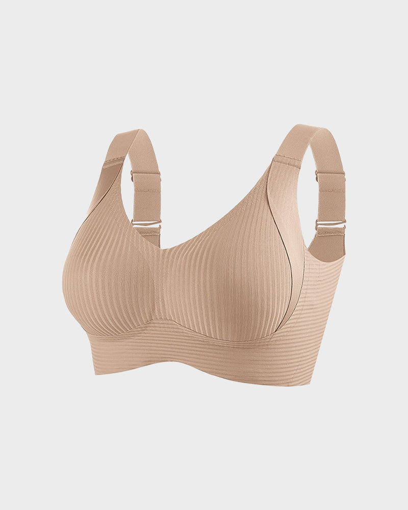 Women's Solid Ribbed Push Up Soft Breathable Wireless Bra