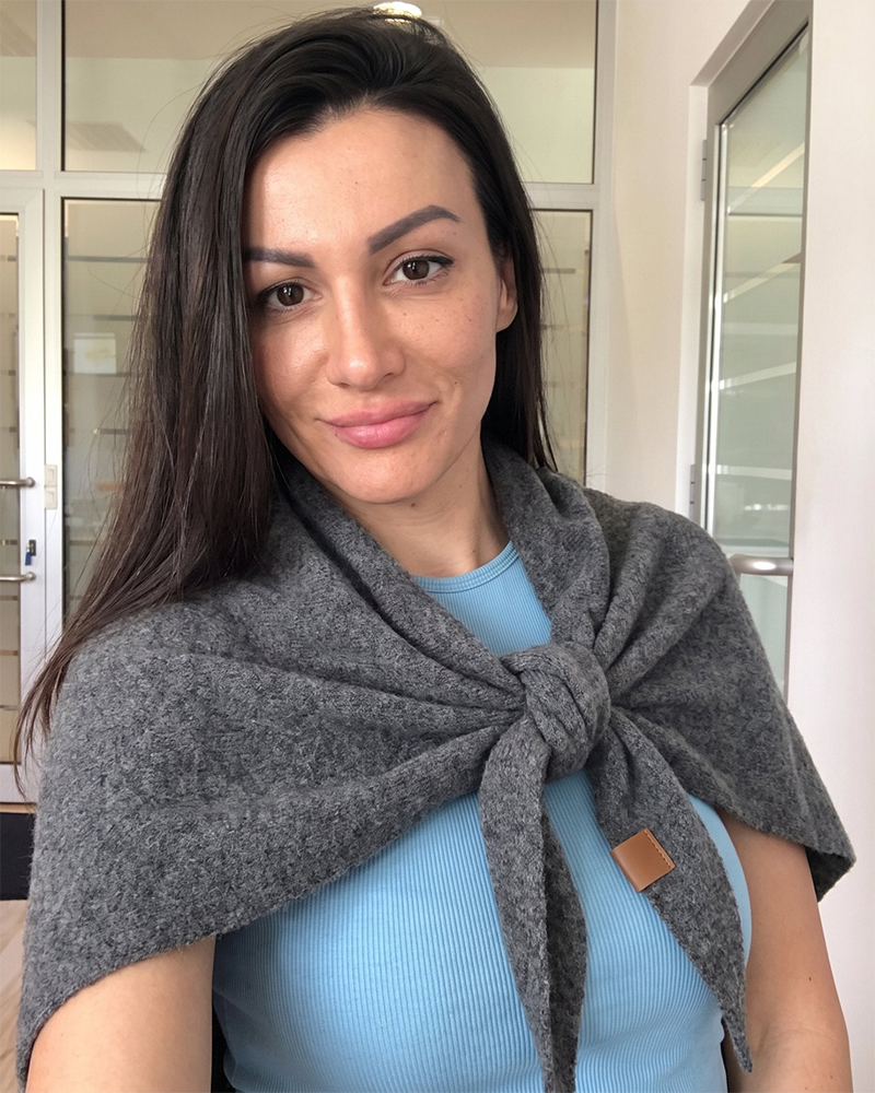 Soft Knitted Wrap Shawl Thick Warm Knotted Detail Cover-Up