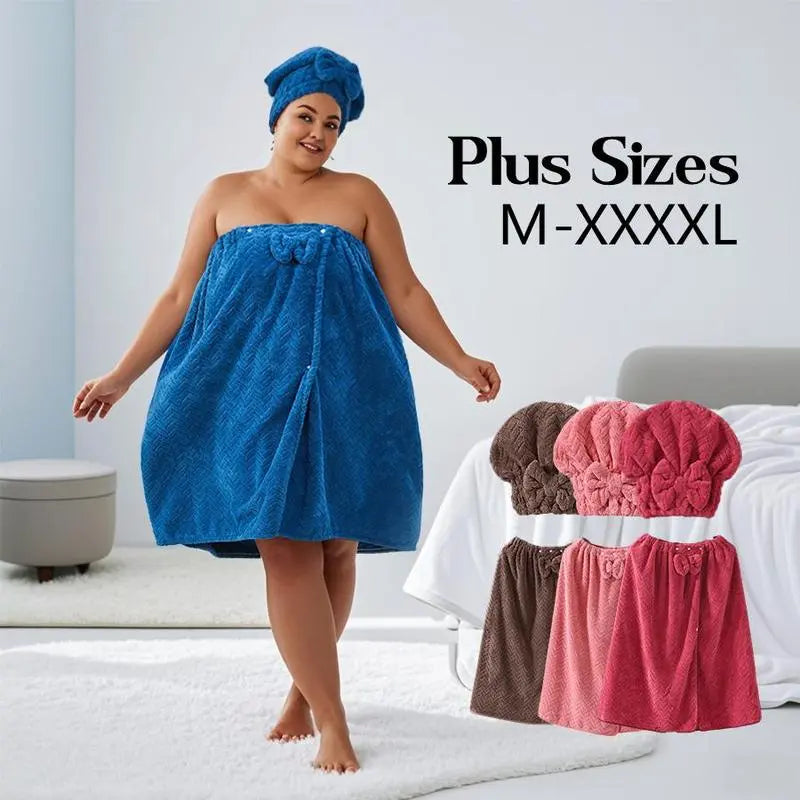 Women‘s Plus Size Bath Skirt & Shower Cap Set