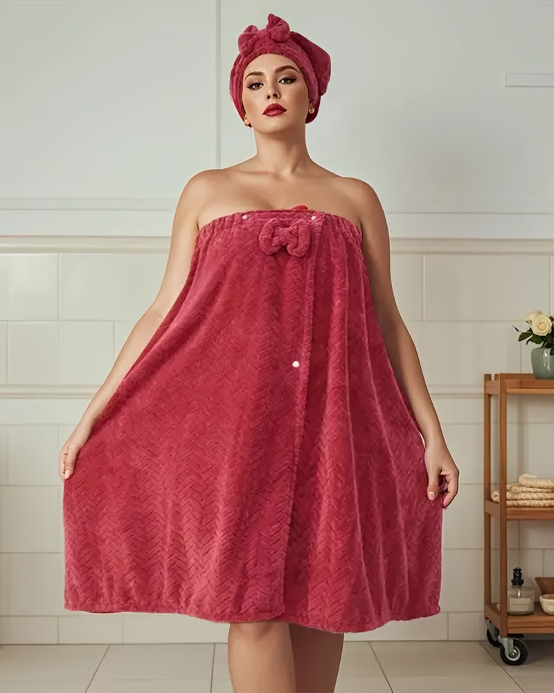 Women‘s Plus Size Bath Skirt & Shower Cap Set
