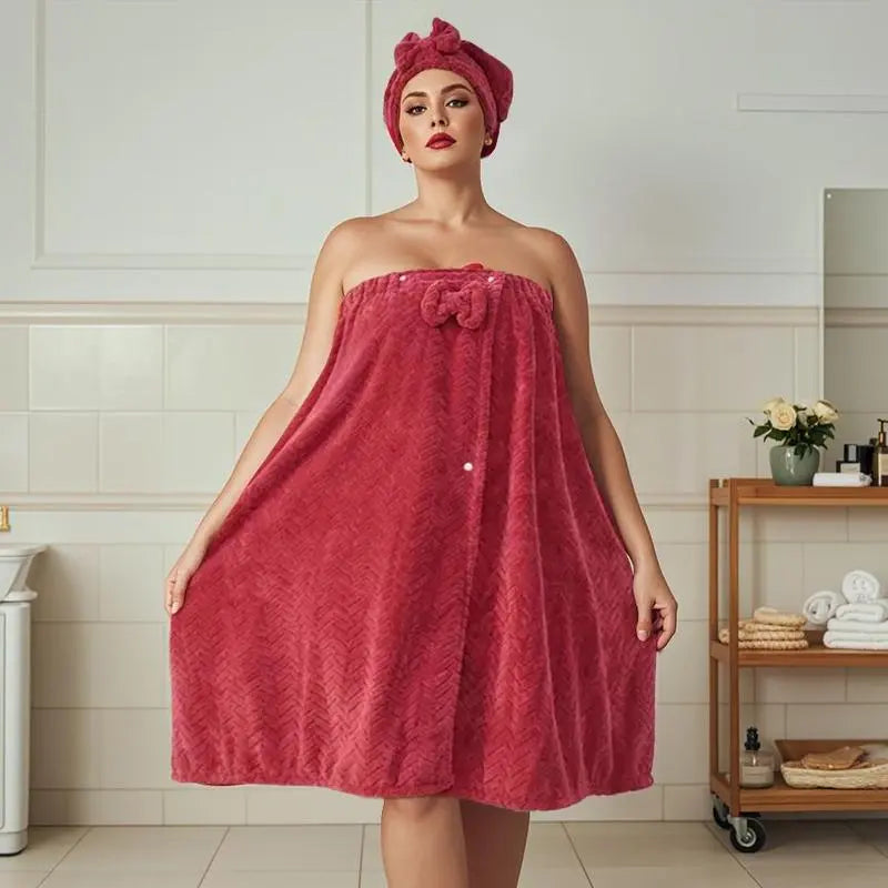 Women‘s Plus Size Bath Skirt & Shower Cap Set