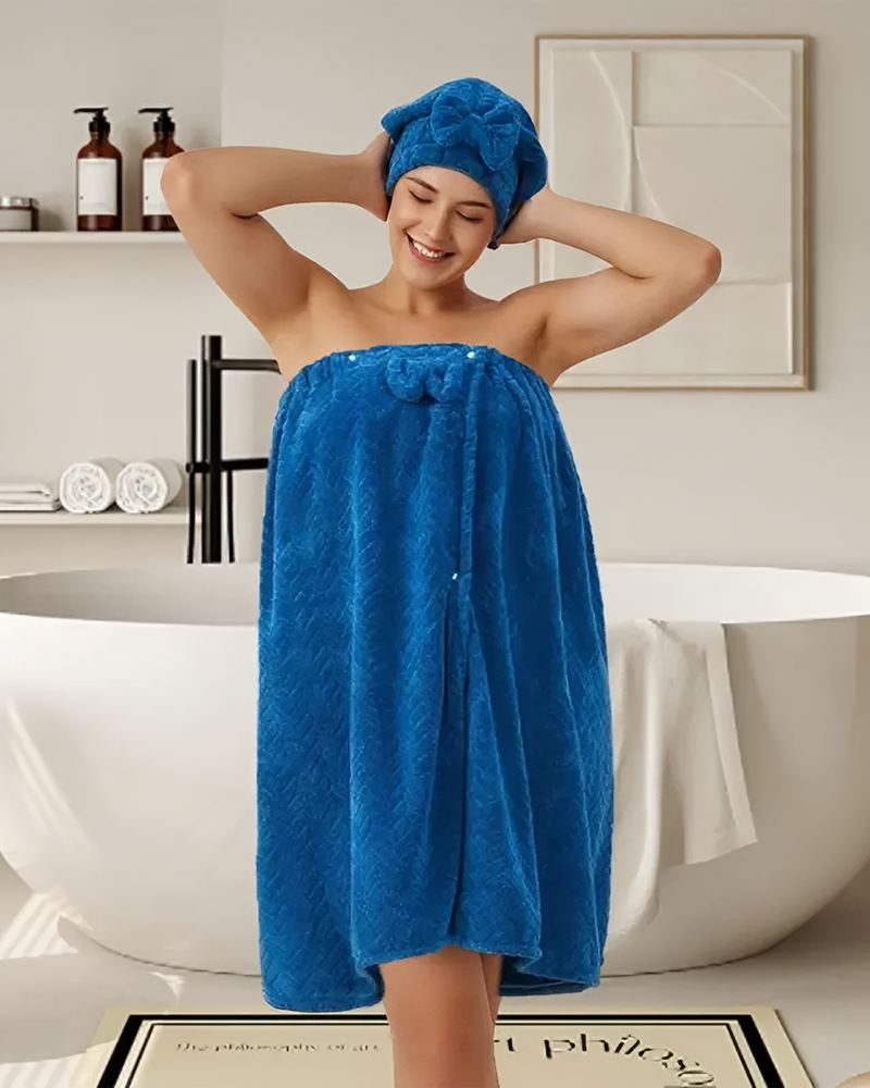 Women‘s Plus Size Bath Skirt & Shower Cap Set