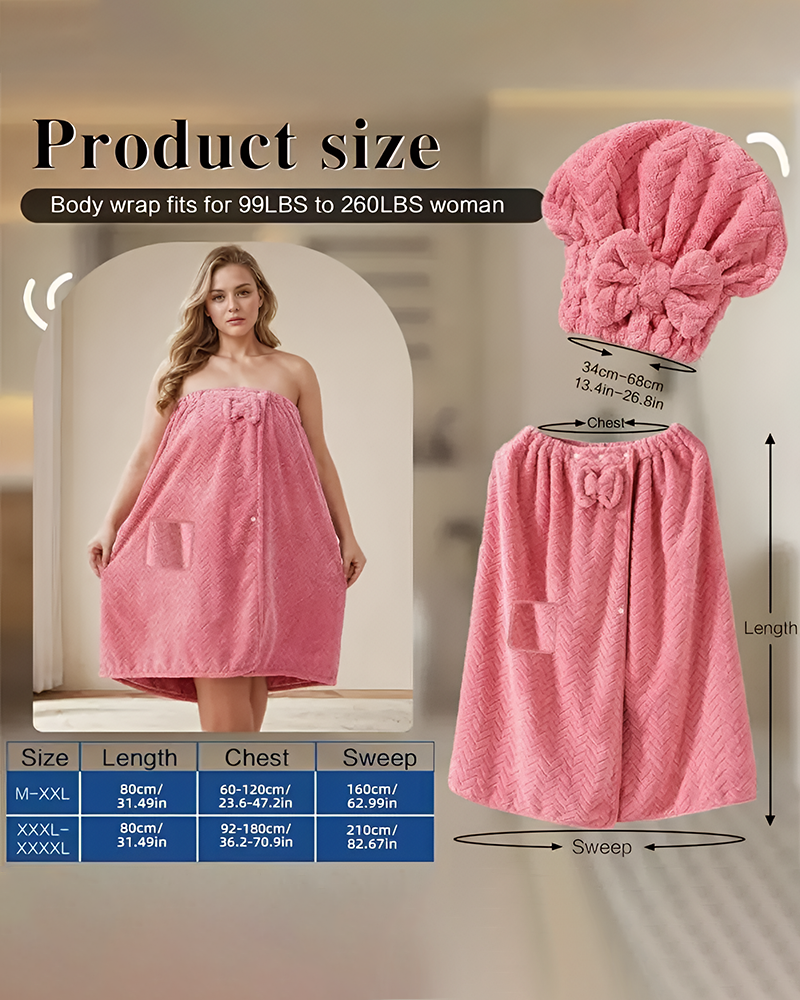 Women‘s Plus Size Bath Skirt & Shower Cap Set