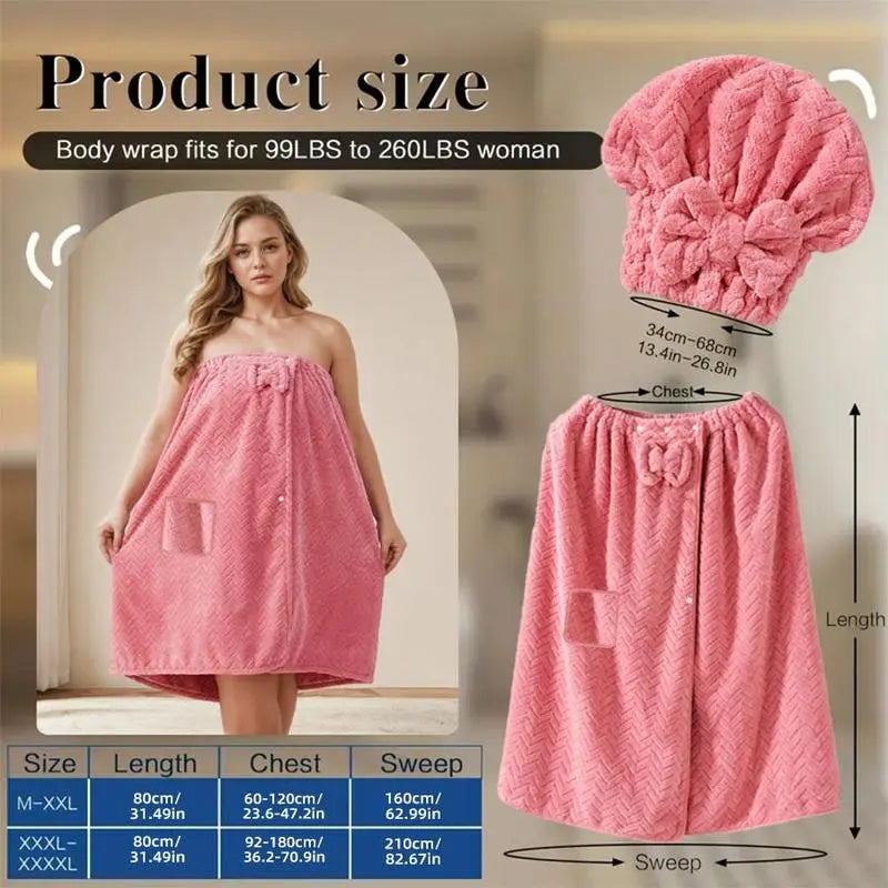 Women‘s Plus Size Bath Skirt & Shower Cap Set