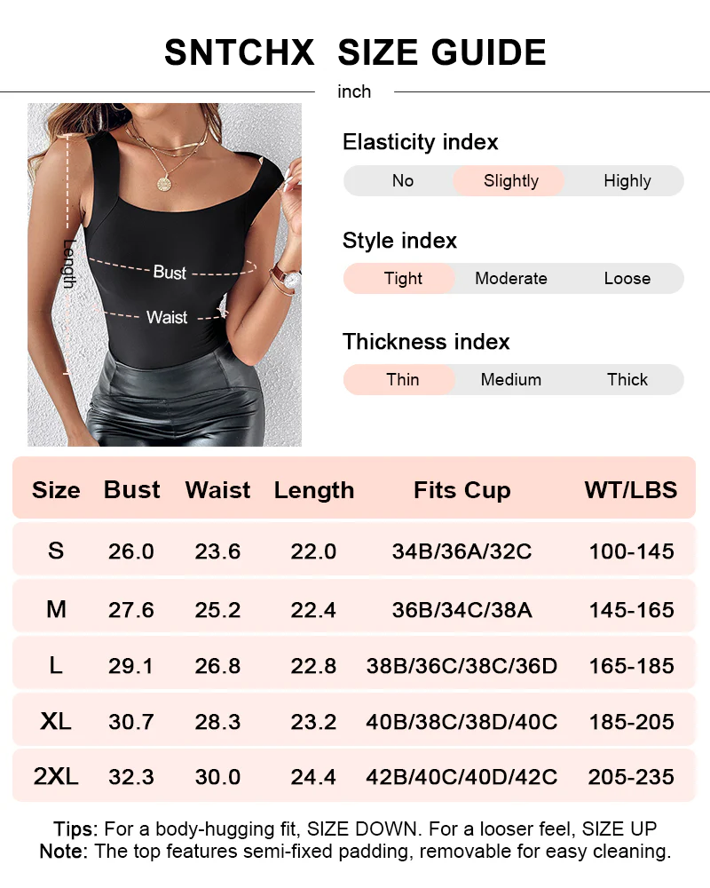 Women's U Neck Thermal Tank Tops with Built-In Bra