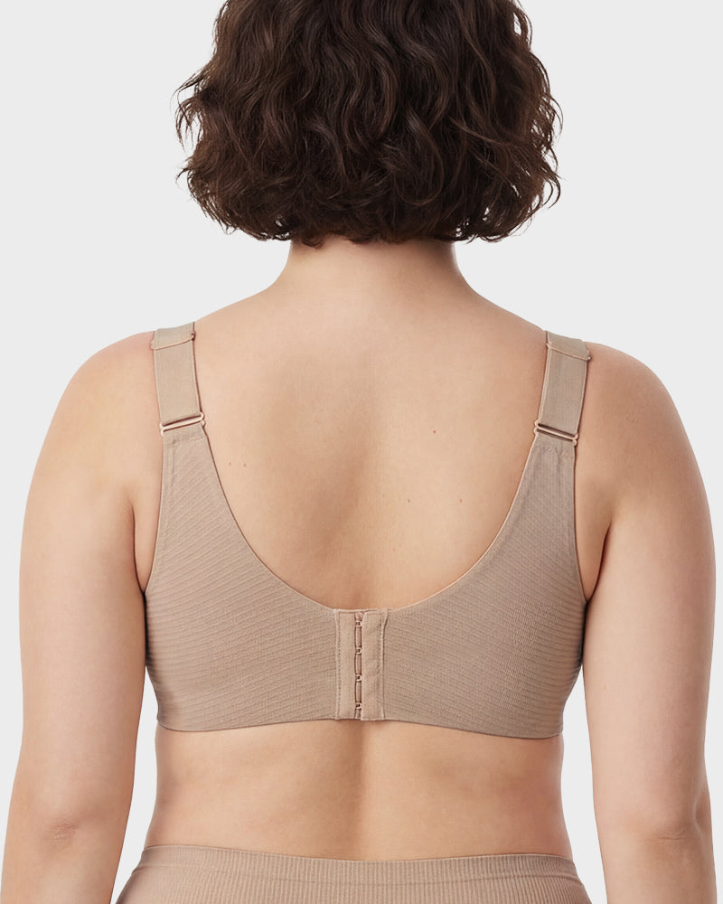 Women's Solid Ribbed Push Up Soft Breathable Wireless Bra