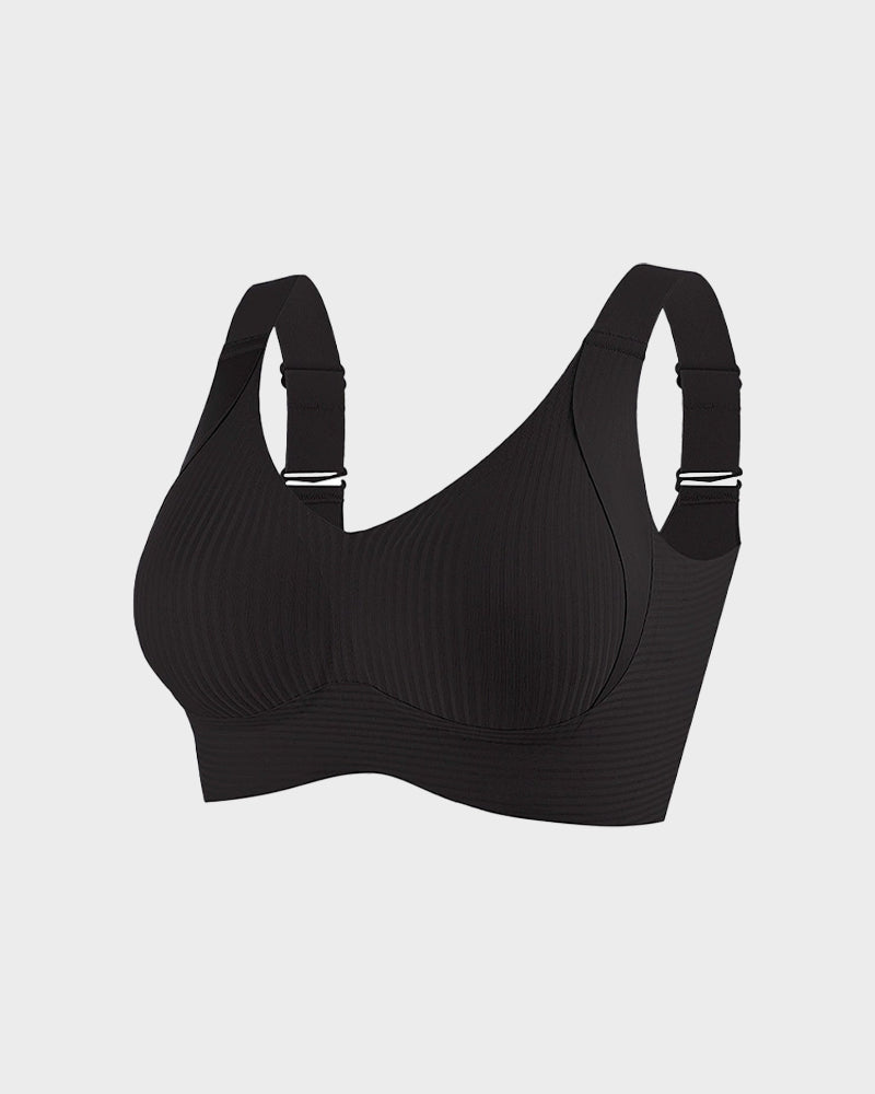 Women's Solid Ribbed Push Up Soft Breathable Wireless Bra