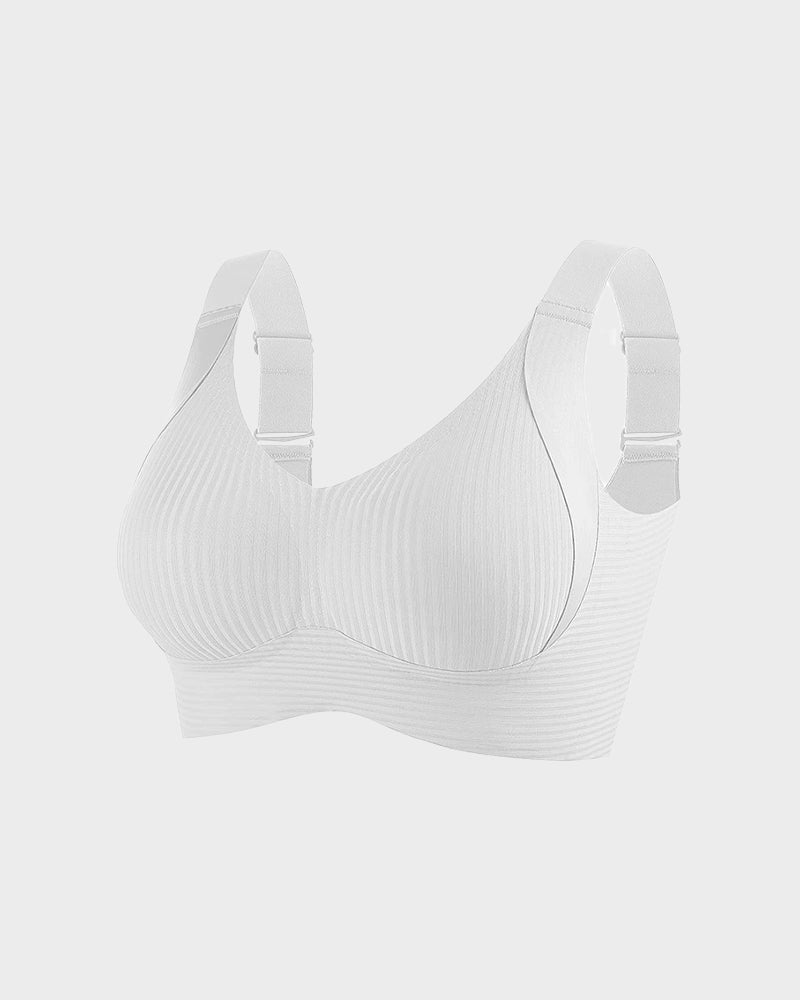 Women's Solid Ribbed Push Up Soft Breathable Wireless Bra