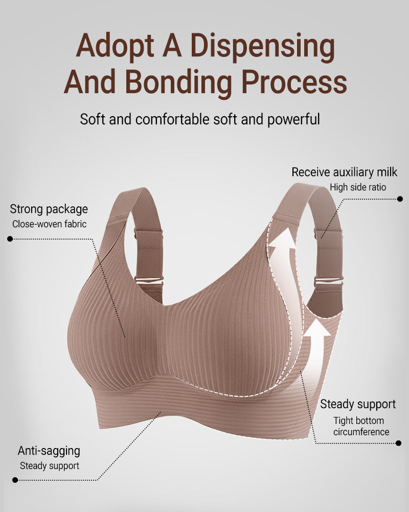 Women's Solid Ribbed Push Up Soft Breathable Wireless Bra