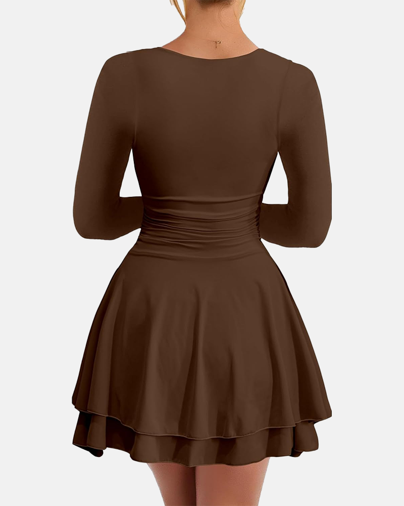 Square Neck Ruffle Hem Corset Party Mini Dress