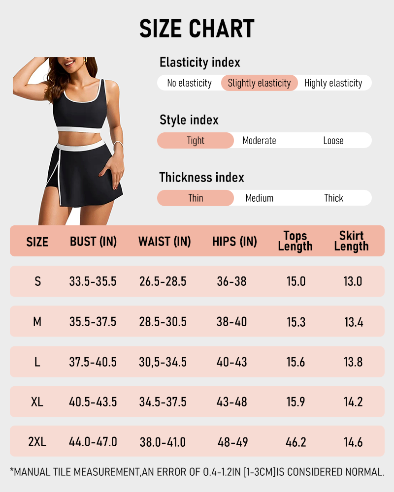 Women's Color Block Two Piece Swimsuit Bikini Set with Side Slit Swim Skirt