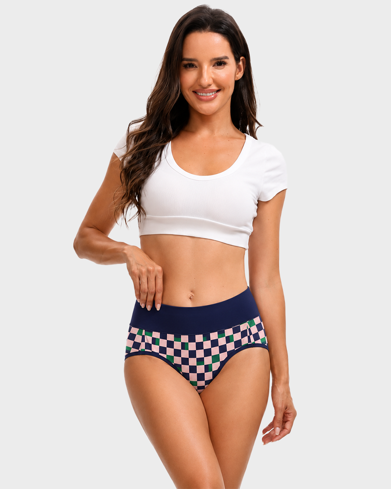 High Waisted Cotton Panties 5 Pack Soft Breathable Stretchy Briefs