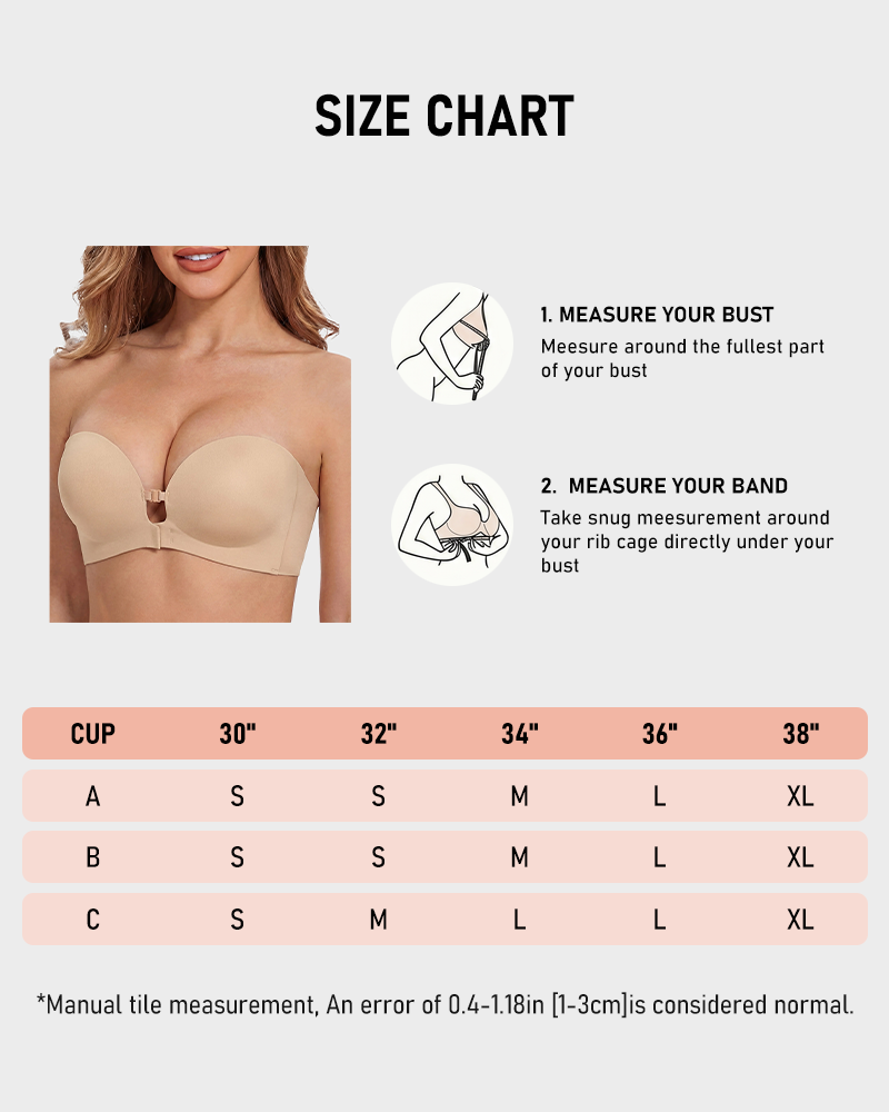 Strapless Front Closure Push Up Padded Non Slip Wireless Seamless Jelly Bra