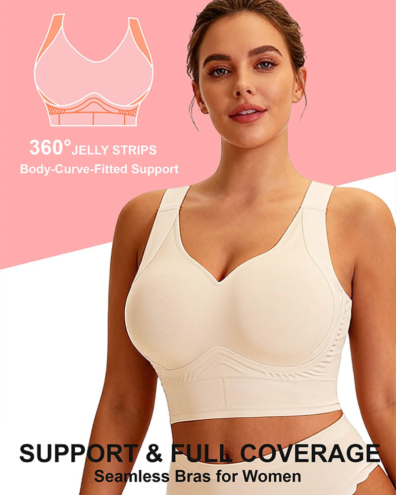 Plus Size Back Fat Smoothing Jelly Bra Seamless Push Up Everyday Bra