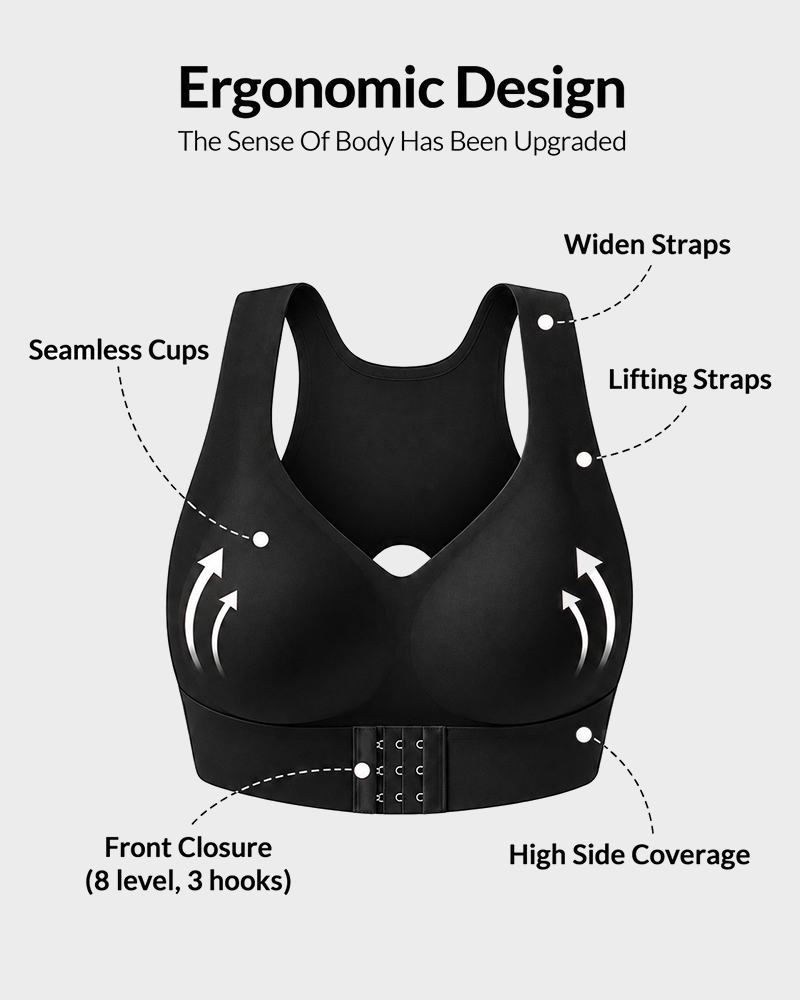 Cross Back Front Closure Wireless Posture Support Bra