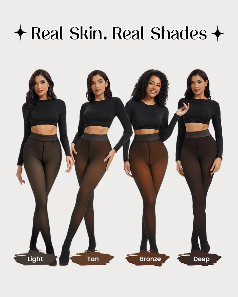 Translucent Fleece Lined Tights For All Skin Tone（One-Seam）