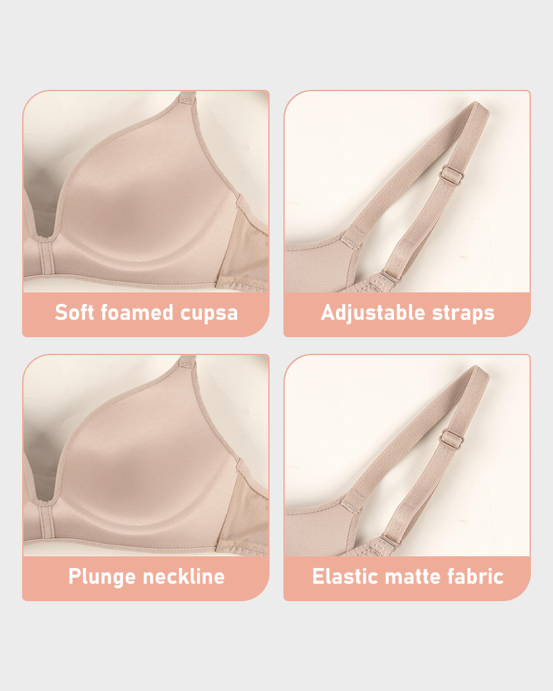 Lightly Lined Wireless Plunge Bra Comfy Everyday T Shirt Bra