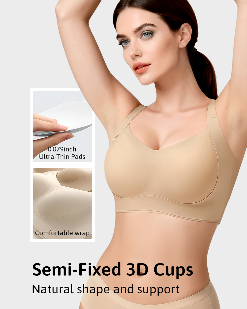 Wireless Push Up Jelly Bra V Neck Seamless Support Comfort