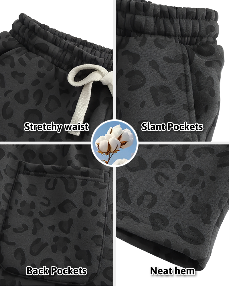 Leopard Print Casual Sweatpants Side Pockets