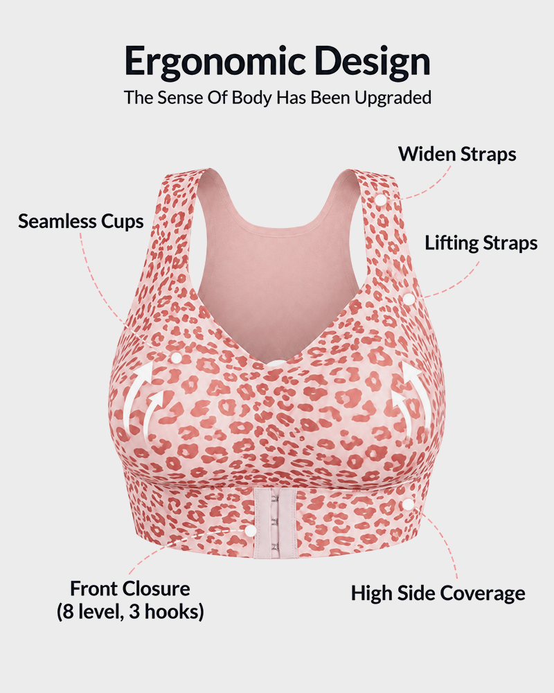 Cross Back Front Closure Wireless Posture Support Bra