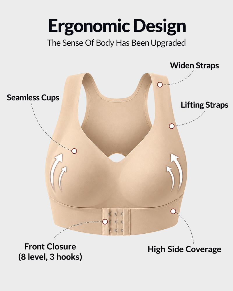 Cross Back Front Closure Wireless Posture Support Bra