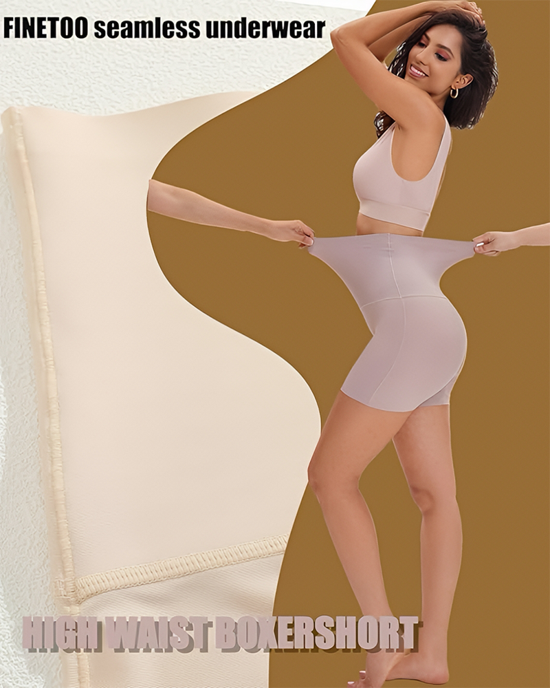 Women's High Waisted Seamless Look Boyshorts Full Coverage Breathable Panties