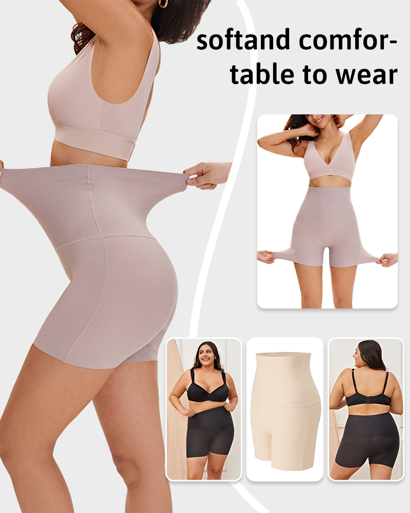 Women's High Waisted Seamless Look Boyshorts Full Coverage Breathable Panties