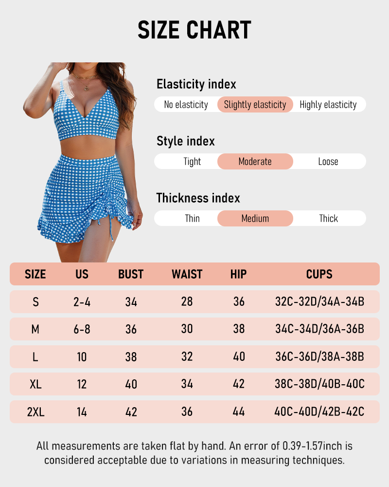 Gingham High Waisted Tummy Control Bikini Set Women's Two Piece Swimsuit