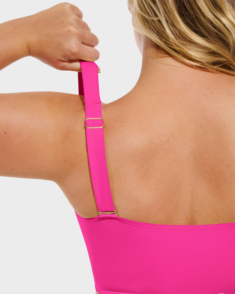 Twist-Front Bikini Top & High-Waisted Bottom Set