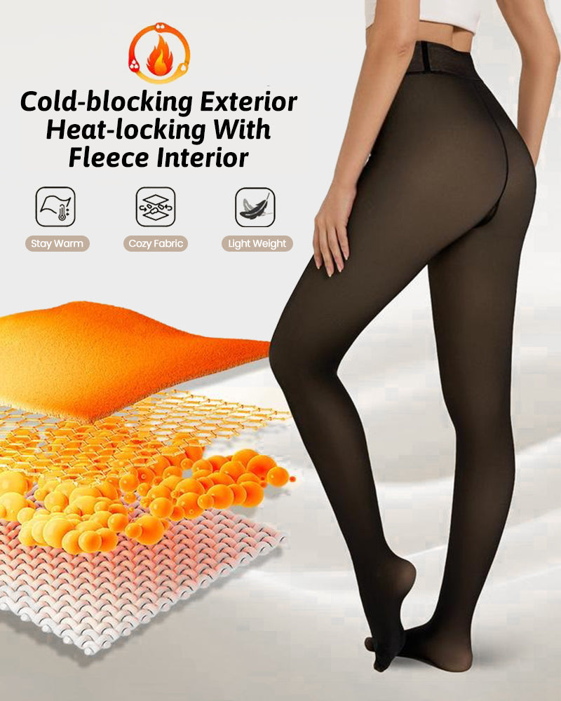 Translucent Fleece Lined Tights For All Skin Tone（One-Seam）