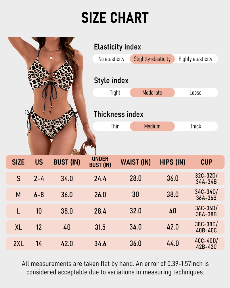 Women's Curvy Cutout Two Piece Bikini Set – String Tie Side Swimsuit