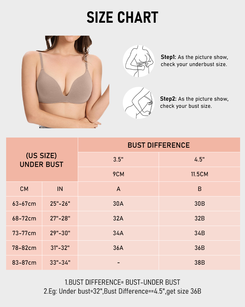Lightly Lined Wireless Plunge Bra Comfy Everyday T Shirt Bra