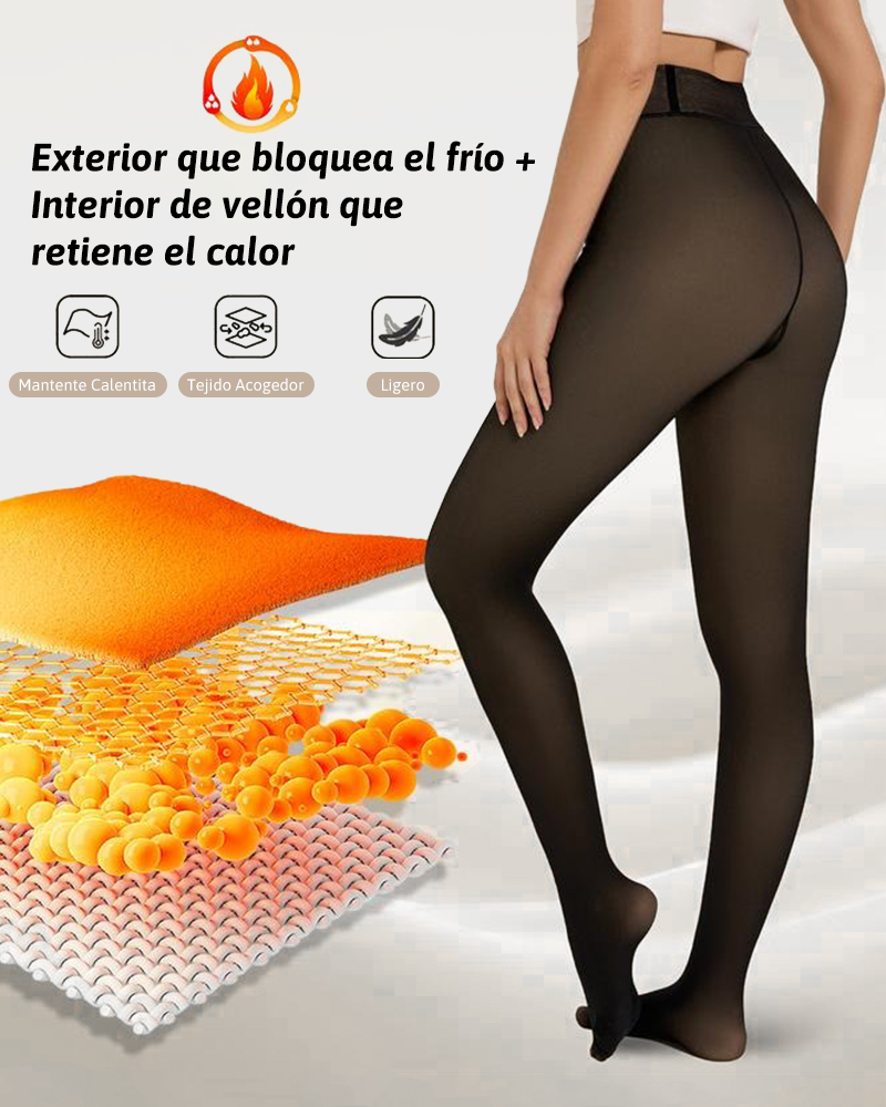 Medias Transparentes Forradas con Vellón para Todo Tipo de Piel (Una Costura)
