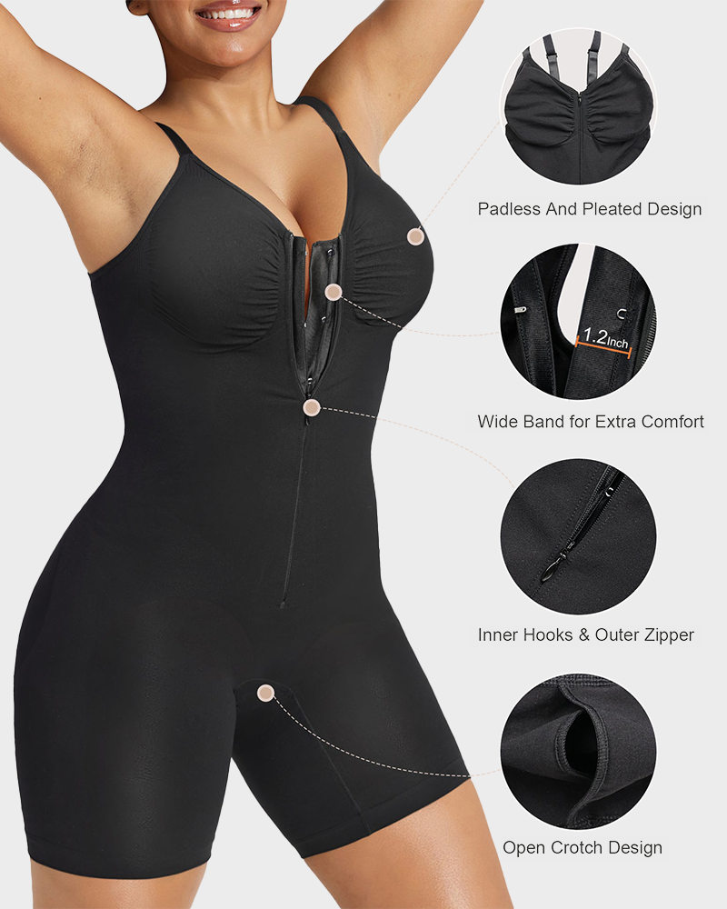 Tummy Control Bodysuits Zip-Up Ultra Stretch Shapewear