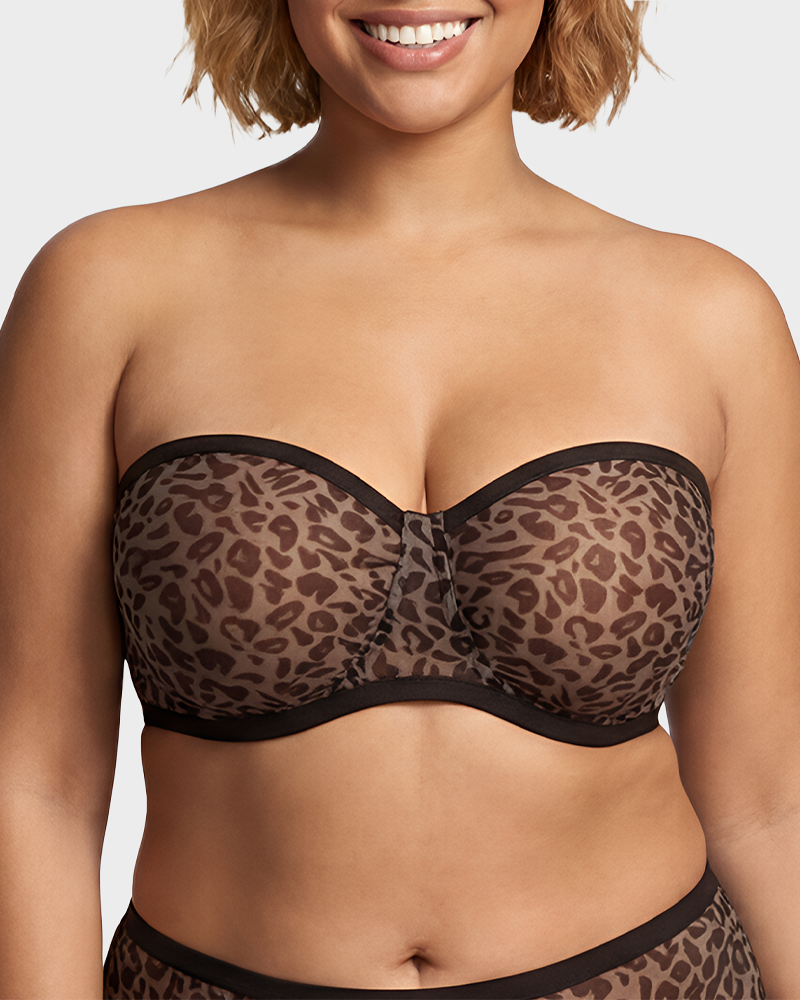 Strapless Mesh Underwire Balconette Bra