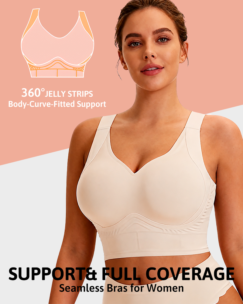 Plus Size Back Fat Smoothing Jelly Bra Seamless Push Up Everyday Bra