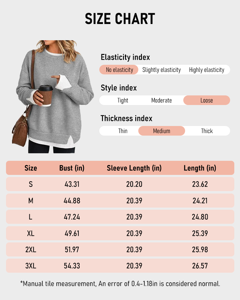 Oversized Patchwork Drop Shoulder Sweatshirt Fake Layered Crew Neck Top