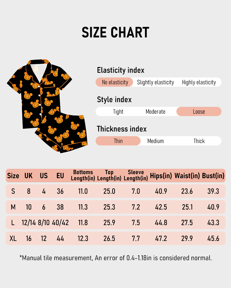 Women's 2 Piece Halloween Cartoon Pajama Set Cute Funny Short Sleeve Sleepwear