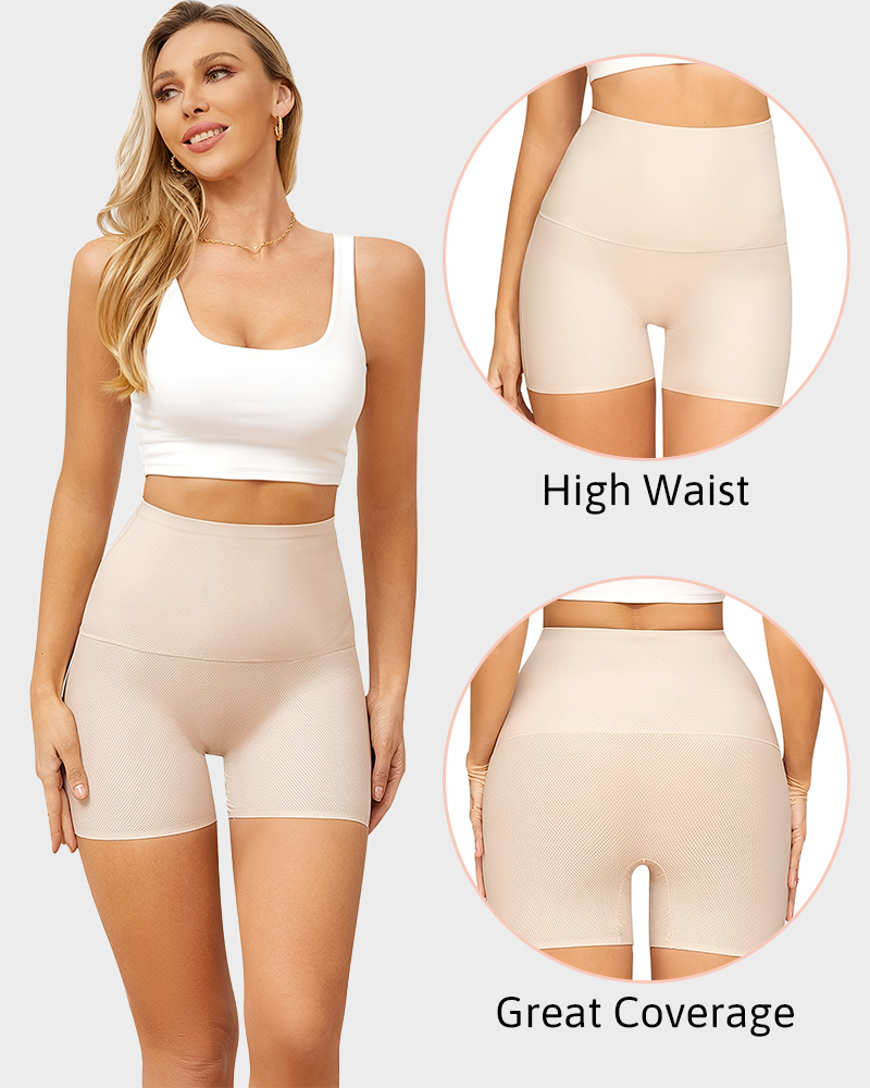 Women's High Waisted Seamless Look Boyshorts Full Coverage Breathable Panties