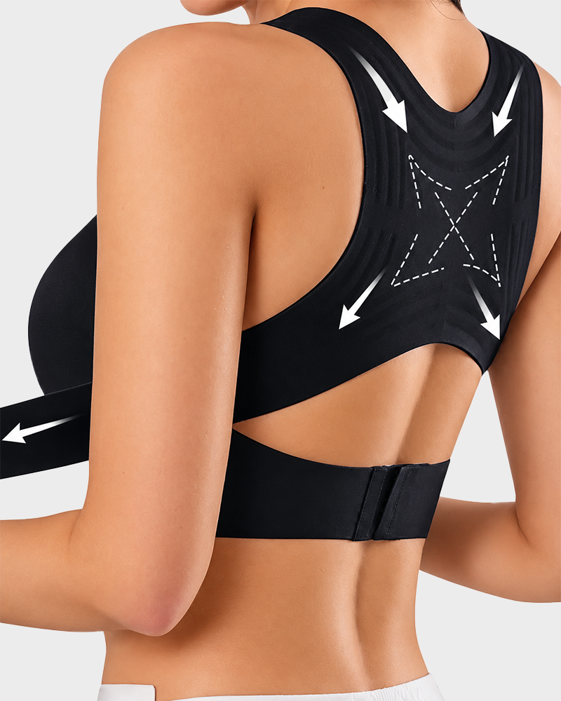 Cross Back Front Closure Wireless Posture Support Bra