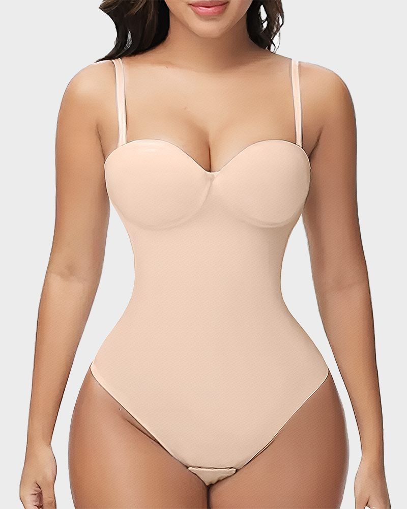 Large Cup Strapless Back Tie Sleeveless Pleated Stretch Corset Bodysuit