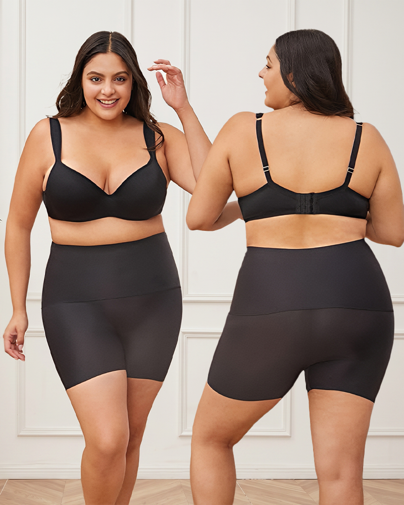 Women's High Waisted Seamless Look Boyshorts Full Coverage Breathable Panties