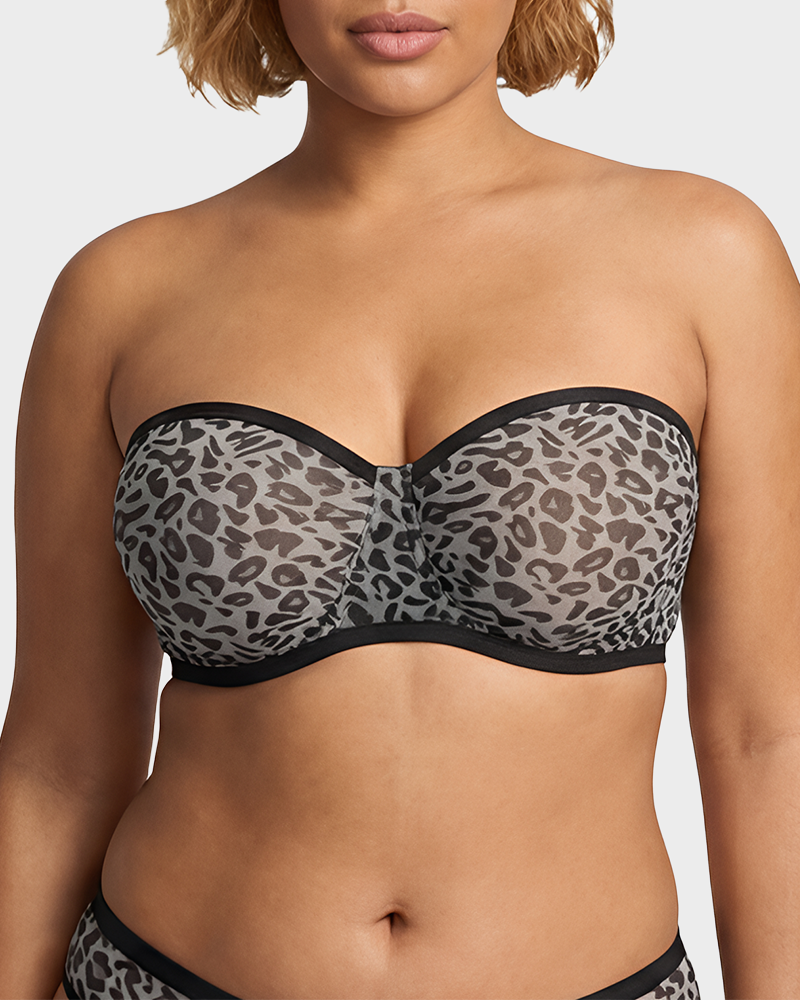 Strapless Mesh Underwire Balconette Bra