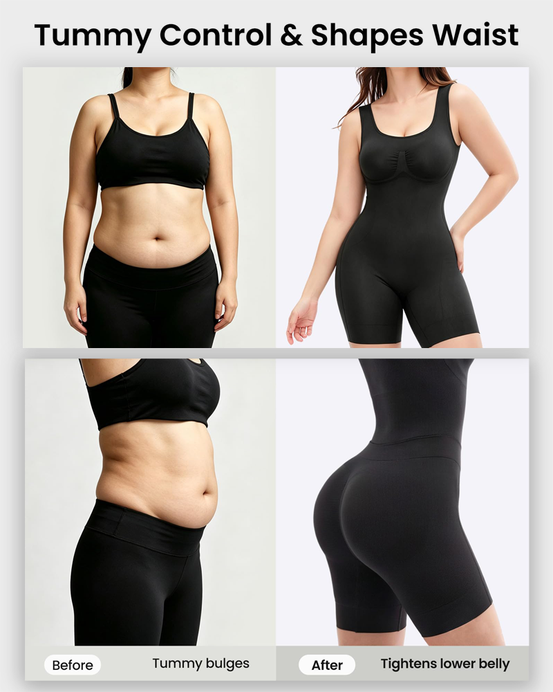 Open Back Tummy Control Butt Lifter Back Support Scrunch Postpartum Bodysuit