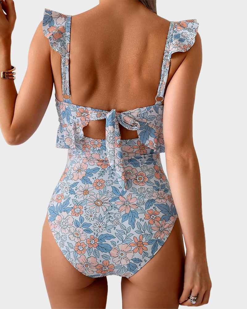 Women’s Tummy Control One Piece – Ruffle V Neck Ruched Slimming Swimsuit