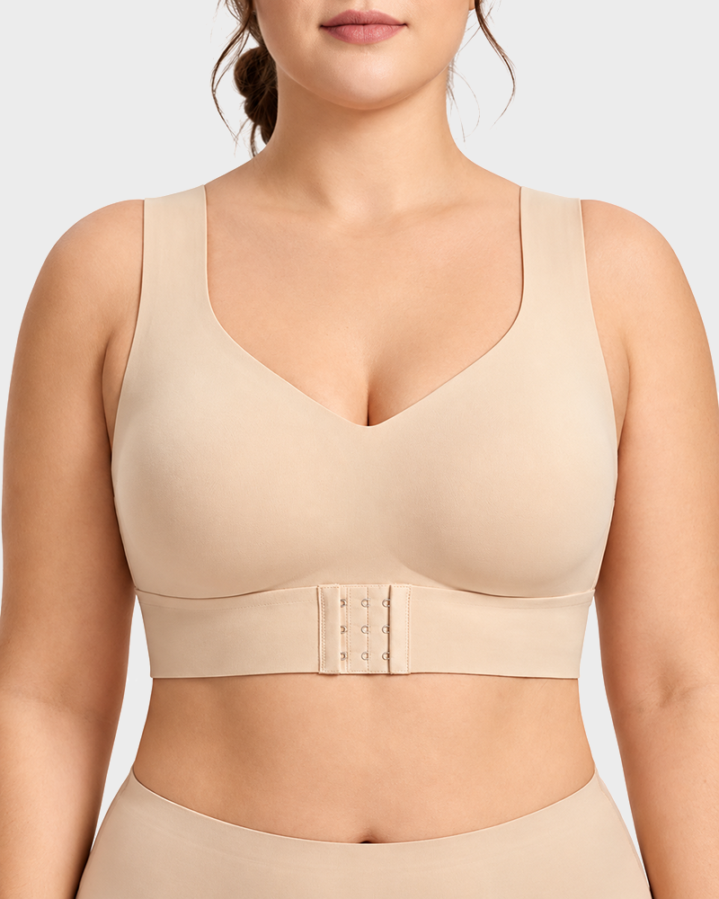 Cross Back Front Closure Wireless Posture Support Bra
