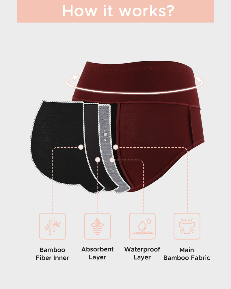 Women's High Waisted Bamboo Viscose Period Panties