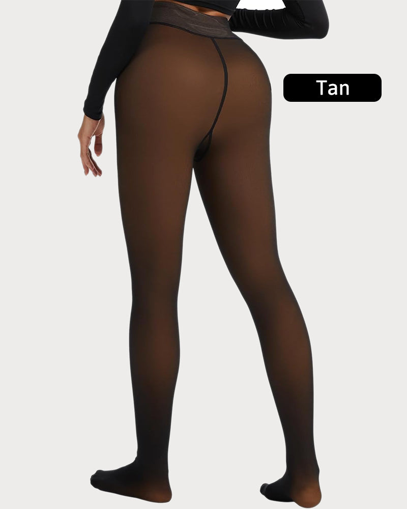 Translucent Fleece Lined Tights For All Skin Tone（One-Seam）